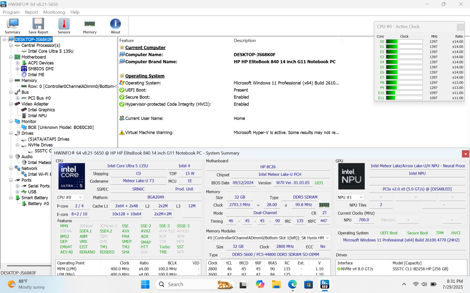 HP EliteBook 840 G11 Laptop, 14" Touchscreen, Ultra 5 135U, 32GB RAM, 256GB SSD - hình ảnh